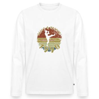 35. Geburtstag Vivant depuis 05/1990 - T-shirt manches longues Premium bio Homme - blanc - Devant - Nico (187cm)