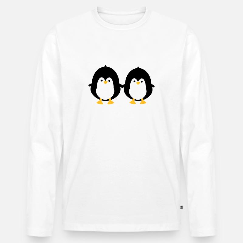 Zwei Pinguine - Männer Premium Bio Langarmshirt - Weiß
