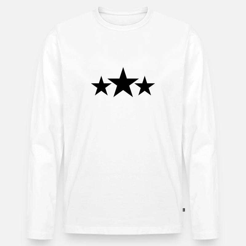 3 stars x2 DE - Männer Premium Bio Langarmshirt - Weiß