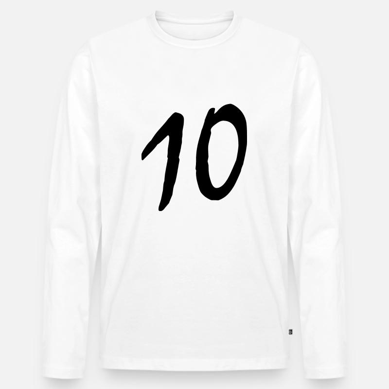 10 - Männer Premium Bio Langarmshirt - Weiß
