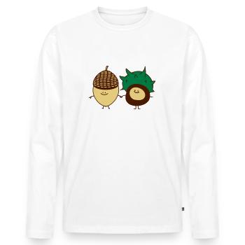 Eichel und Kastanie - Männer Premium Bio Langarmshirt - Weiß - Vorne - Nico (187cm)