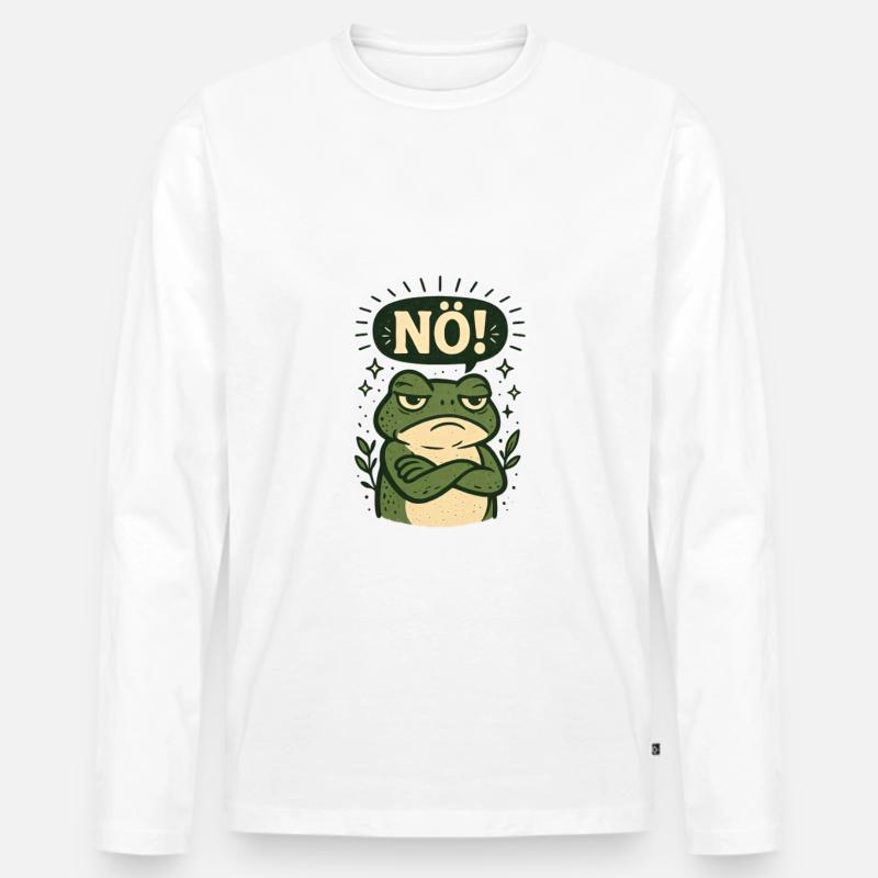 Statement Nö Frosch Einfach Nein - Männer Premium Bio Langarmshirt - Weiß