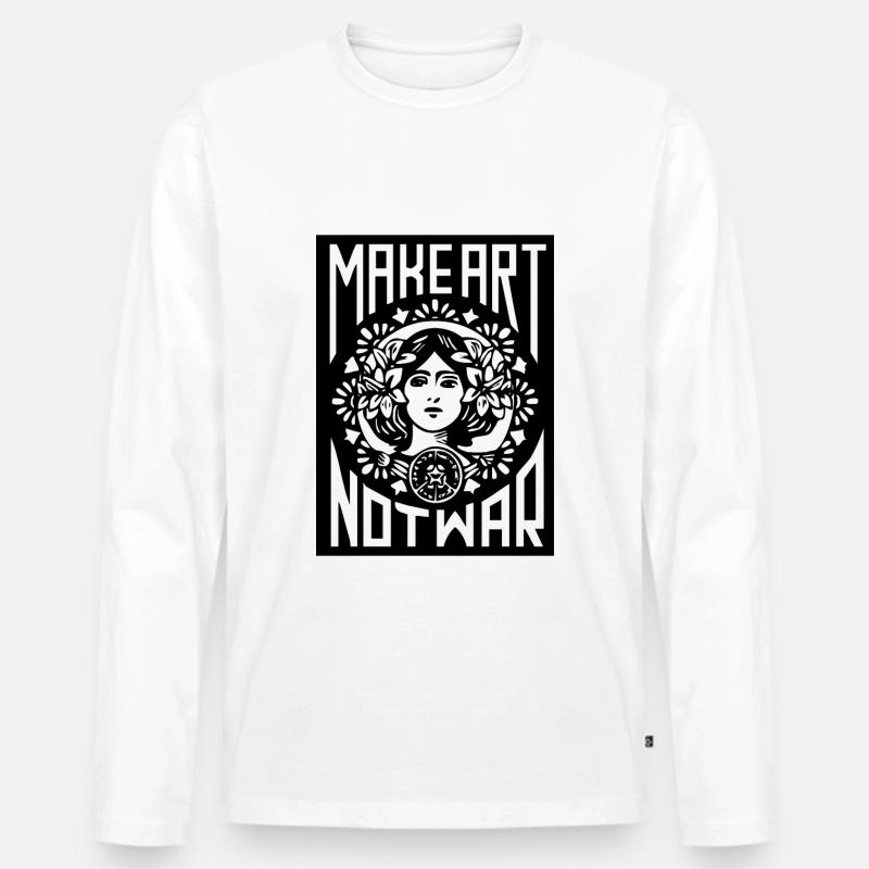 Make Art not War - Männer Premium Bio Langarmshirt - Weiß