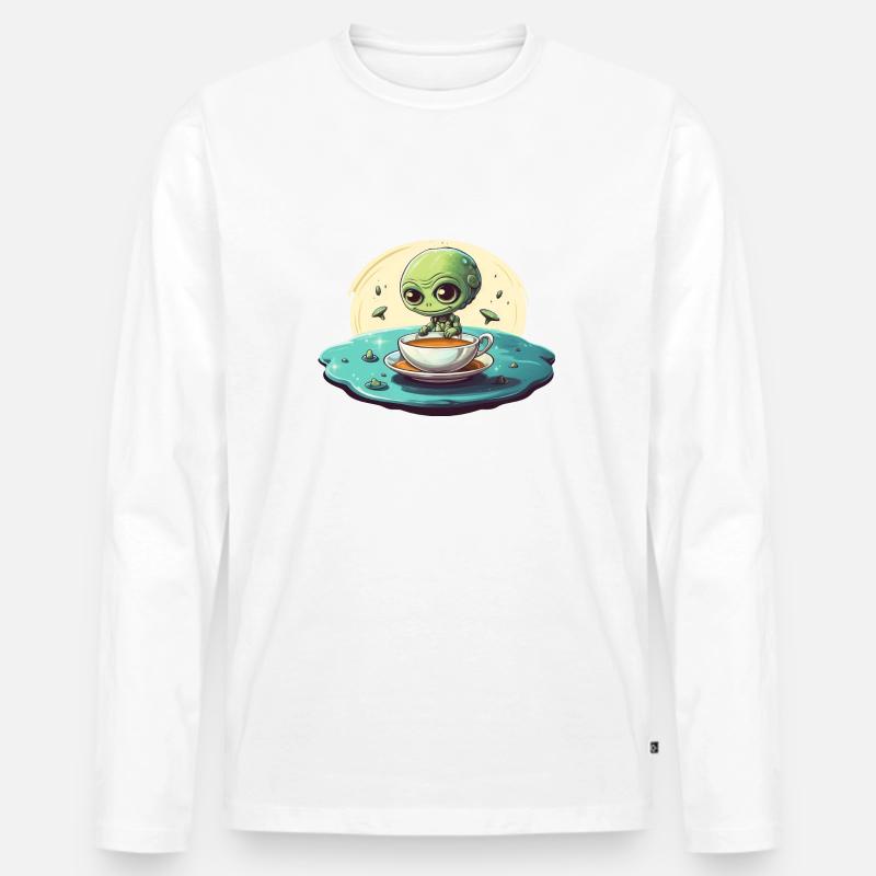 grünes alien kaffee kaffeetrinker - Männer Premium Bio Langarmshirt - undefined