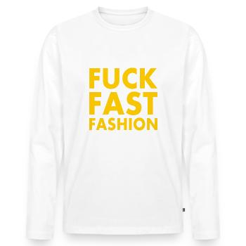 Fuck fast fashion - T-shirt manches longues Premium bio Homme - blanc - Devant - Nico (187cm)