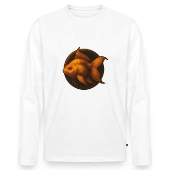 Goldfisch Tierkopf Design in Emblem - Männer Premium Bio Langarmshirt - Weiß - Vorne - Nico (187cm)