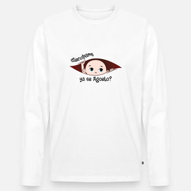 Disculpame Ya Es Agosto Bebé - Männer Premium Bio Langarmshirt - Weiß