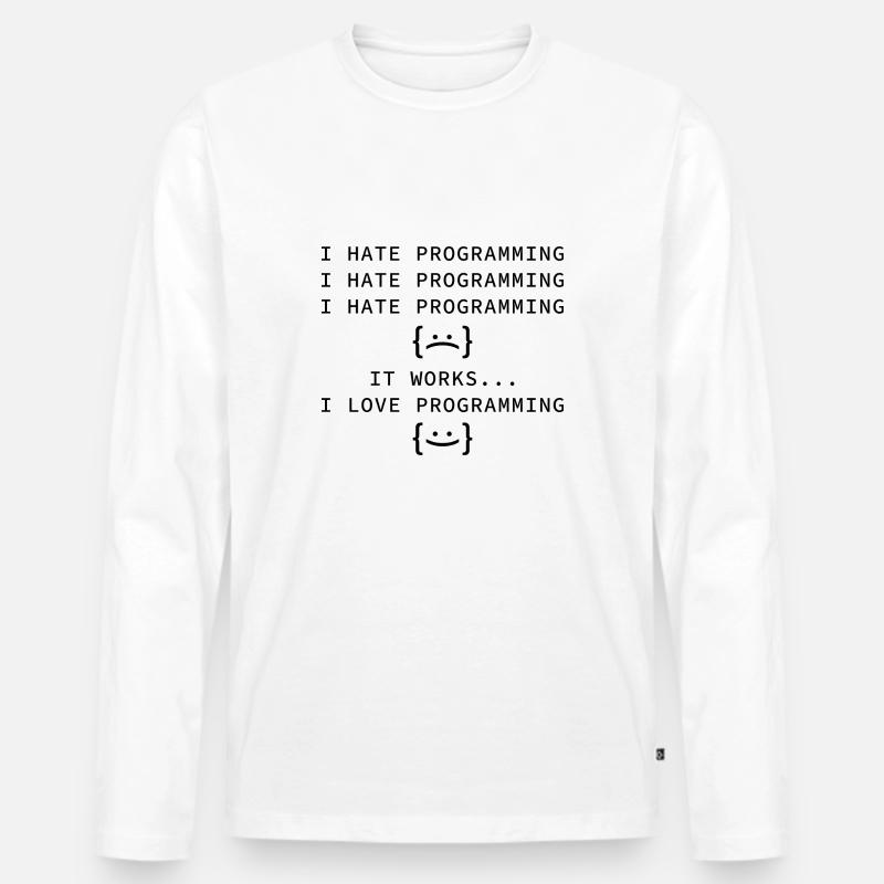 Ich hasse Programmierung - Männer Premium Bio Langarmshirt - Weiß