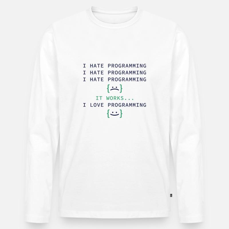 Ich hasse Programmierung - Männer Premium Bio Langarmshirt - Weiß
