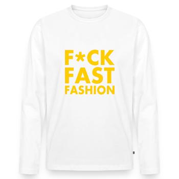 Fuck fast fashion - T-shirt manches longues Premium bio Homme - blanc - Devant - Nico (187cm)