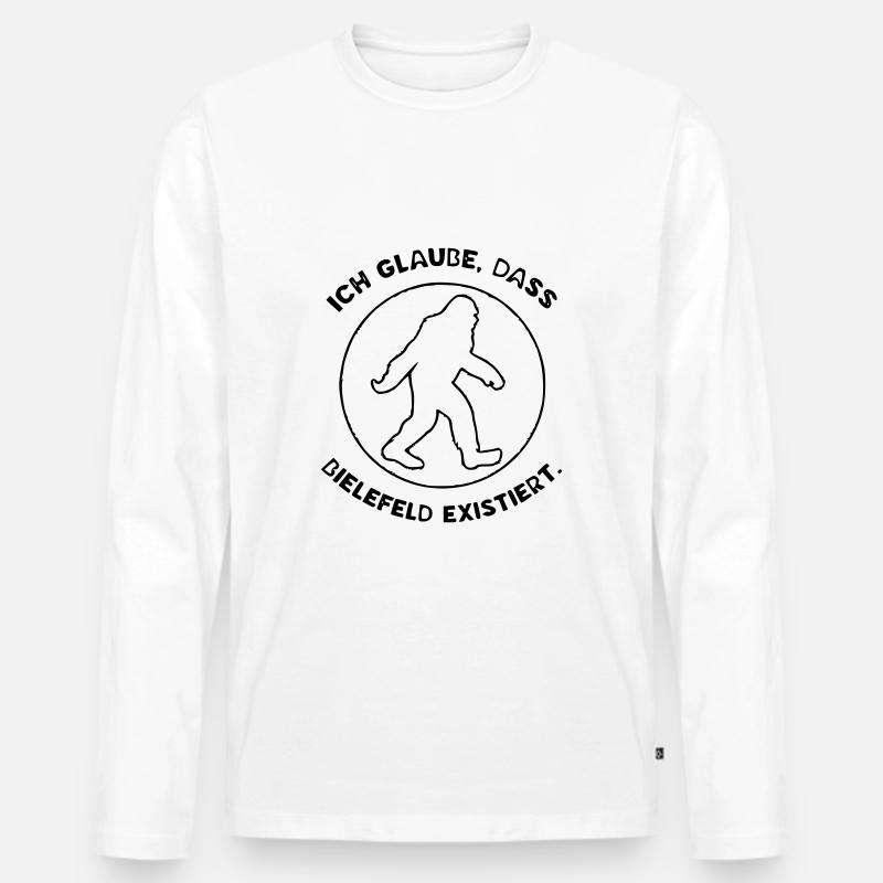 Ich Glaube Bielefeld Existiert - Männer Premium Bio Langarmshirt - Weiß