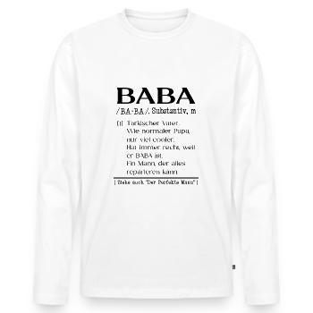 Türkischer Vater Baba definition - Männer Premium Bio Langarmshirt - Weiß - Vorne - Nico (187cm)