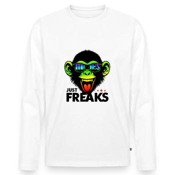 Just Freaks Monkey Affe Sport Team - Just Freaks ® - Männer Premium Bio Langarmshirt - Weiß - Vorne - Nico (187cm)