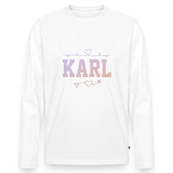 Karl - Men's Premium Organic Long Sleeve Shirt - white - Front - Nico (187cm)