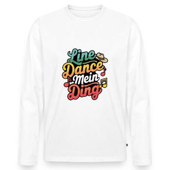 Line Dance mein Hobby - meine Passion - mein Ding - Männer Premium Bio Langarmshirt - Weiß - Vorne - Nico (187cm)