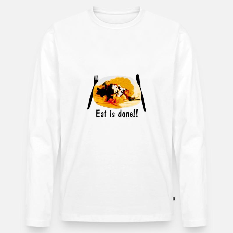 Eat is done!! (orange) - Männer Premium Bio Langarmshirt - Weiß
