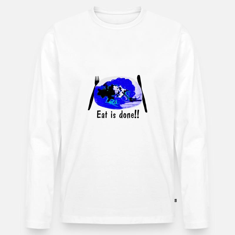Eat is done!! (blau) - Männer Premium Bio Langarmshirt - Weiß