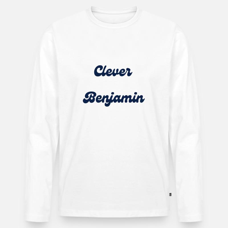 Clever Benjamin - Männer Premium Bio Langarmshirt - Weiß