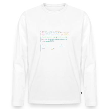 Programmers code in React - Männer Premium Bio Langarmshirt - Weiß - Vorne - Nico (187cm)