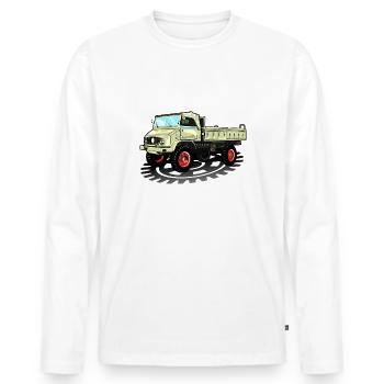 Unimog - Oldtimer - Offroad - Dispositif moteur universel - T-shirt manches longues Premium bio Homme - blanc - Devant - Nico (187cm)