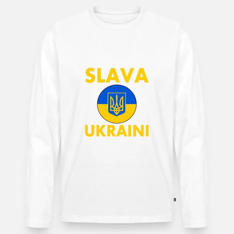 Slava ukraini - Männer Premium Bio Langarmshirt - Weiß