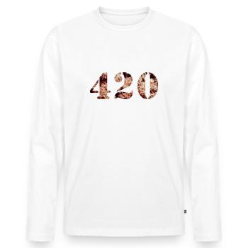 420 Weed - Men's Premium Organic Long Sleeve Shirt - white - Front - Nico (187cm)