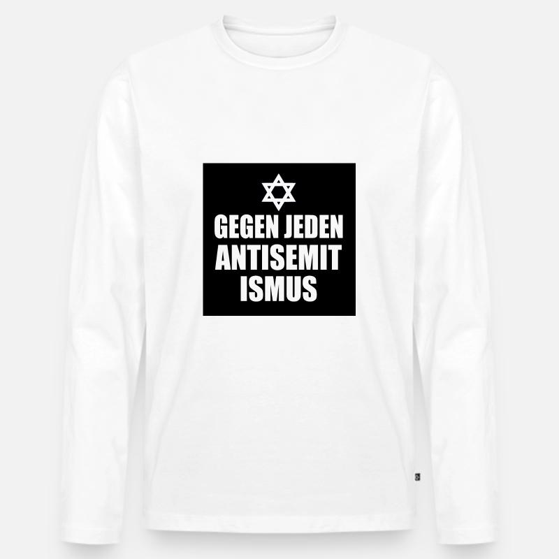 Gegen jeden antisemitismus - Männer Premium Bio Langarmshirt - Weiß