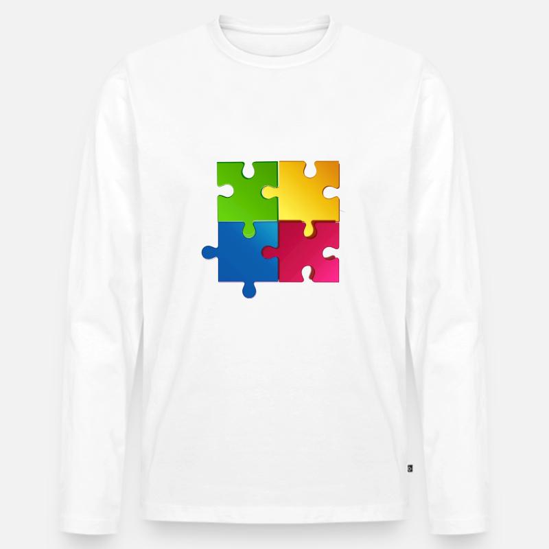 Puzzle - Männer Premium Bio Langarmshirt - Weiß
