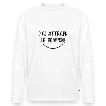 j'ai attrapé le pompon - T-shirt manches longues Premium bio Homme - blanc - Devant - Nico (187cm)