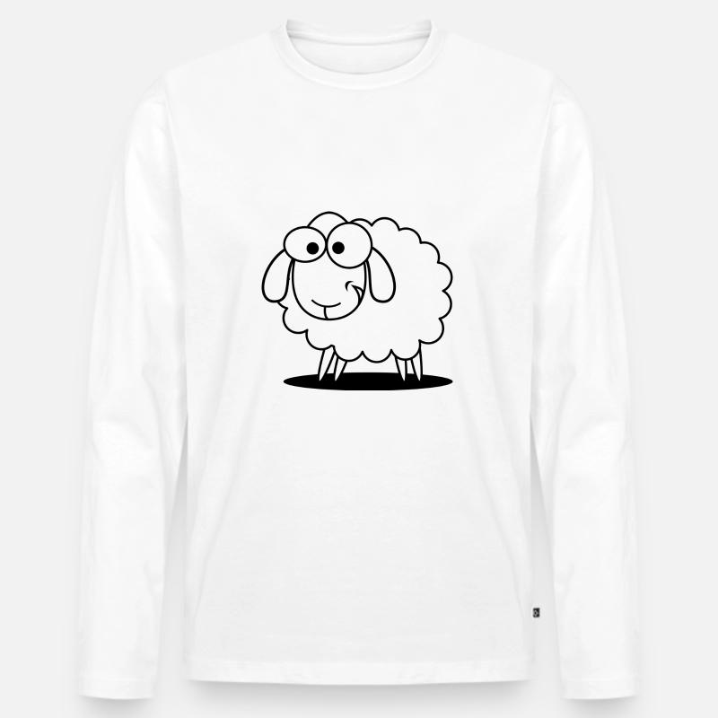 Witziges Schaf - Männer Premium Bio Langarmshirt - Weiß
