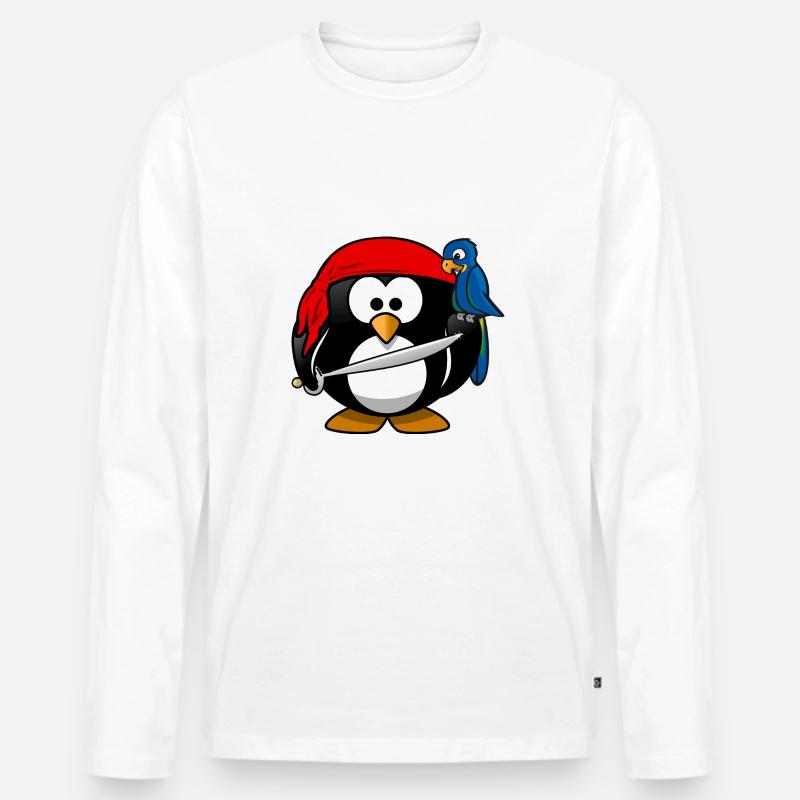 Pinguin - Männer Premium Bio Langarmshirt - Weiß