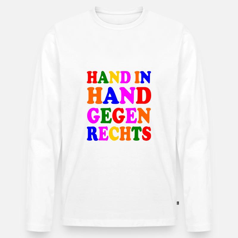 Gegen rechts - Männer Premium Bio Langarmshirt - Weiß