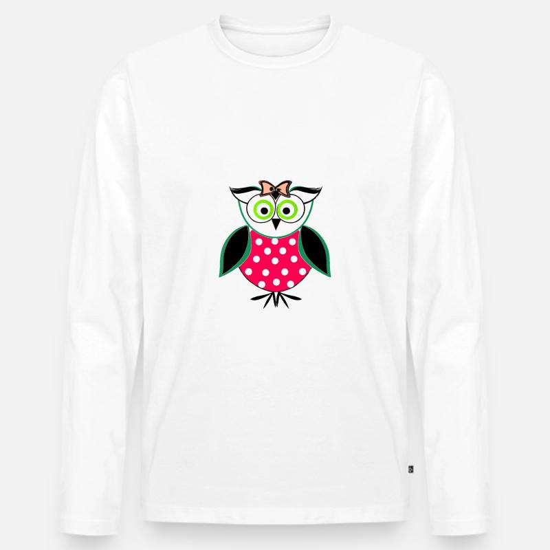 Eule Illustration - Männer Premium Bio Langarmshirt - Weiß