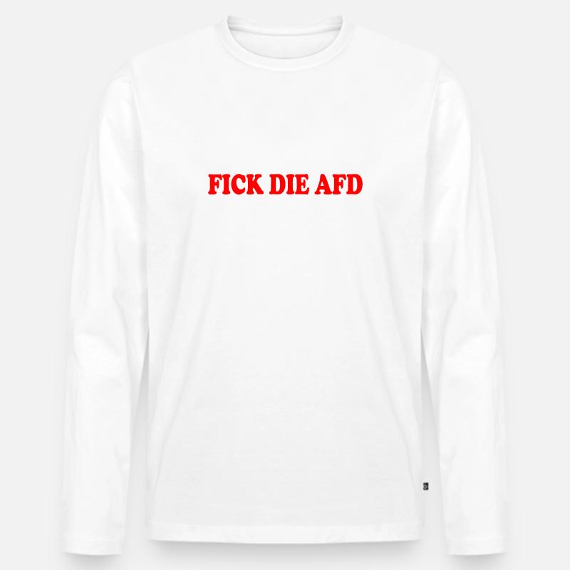 Fick die afd - Männer Premium Bio Langarmshirt - Weiß