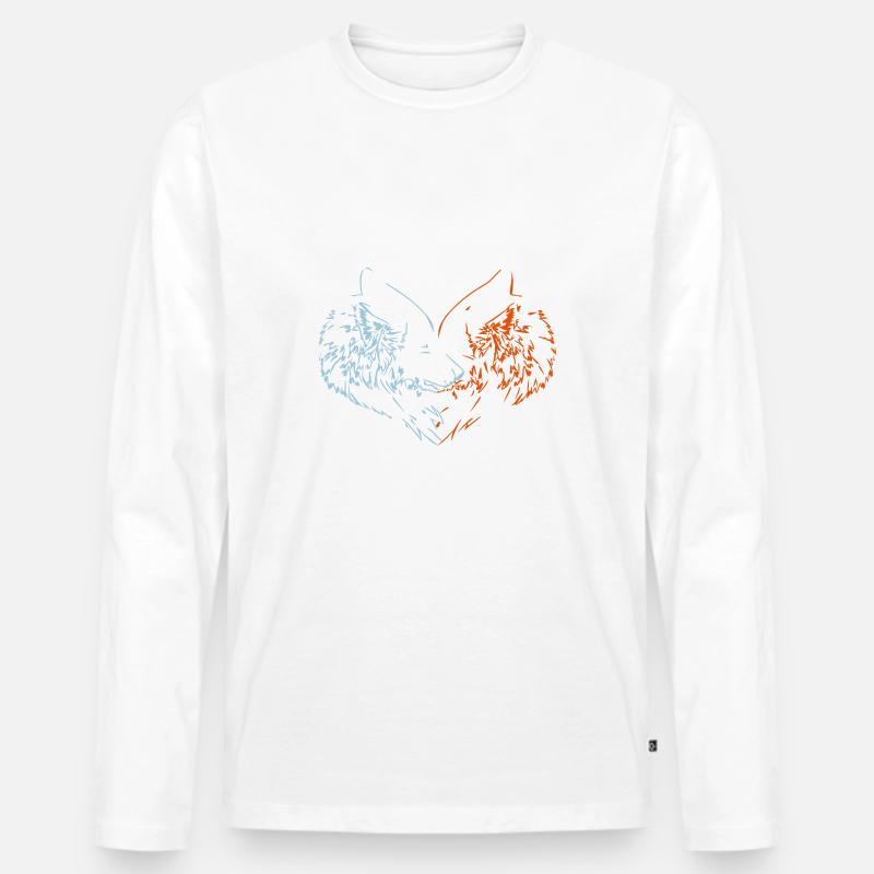 Wolfsherz - Männer Premium Bio Langarmshirt - Weiß