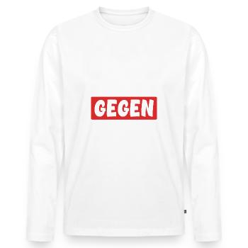 Profs Gegen Rechts - Rechts Nein Danke - Männer Premium Bio Langarmshirt - Weiß - Vorne - Nico (187cm)