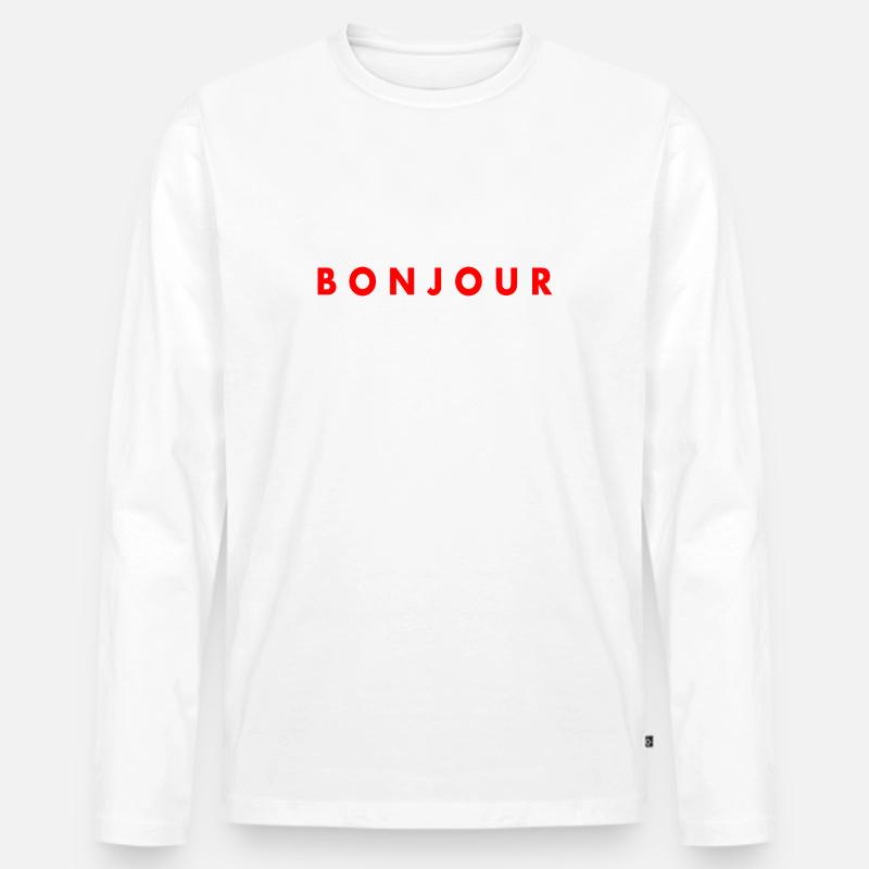 Bonjour - Männer Premium Bio Langarmshirt - Weiß