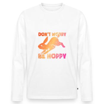 Don't worry be hoppy - Men's Premium Organic Long Sleeve Shirt - white - Front - Nico (187cm)