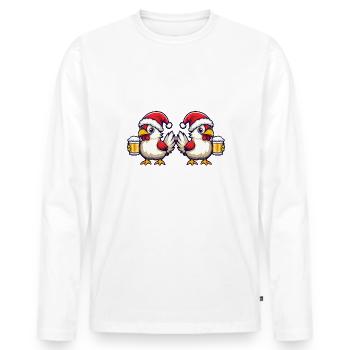 Huhn Weihnachten Bier Team - Männer Premium Bio Langarmshirt - Weiß - Vorne - Nico (187cm)