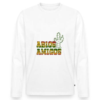 Abios Amigos - Mittelfinger Abitur Abi - Männer Premium Bio Langarmshirt - Weiß - Vorne - Nico (187cm)