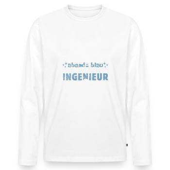 Morgens müde, abends blau - Ingenieur - Männer Premium Bio Langarmshirt - Weiß - Vorne - Nico (187cm)