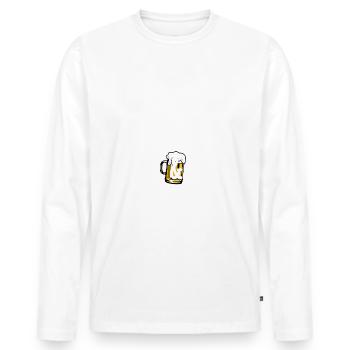 Lebe stets im Bier und Jetzt - Männertag Spruch - Männer Premium Bio Langarmshirt - Weiß - Vorne - Nico (187cm)