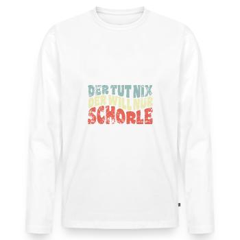 Der tut nix, der will nur Schorle - Spruch - Männer Premium Bio Langarmshirt - Weiß - Vorne - Nico (187cm)