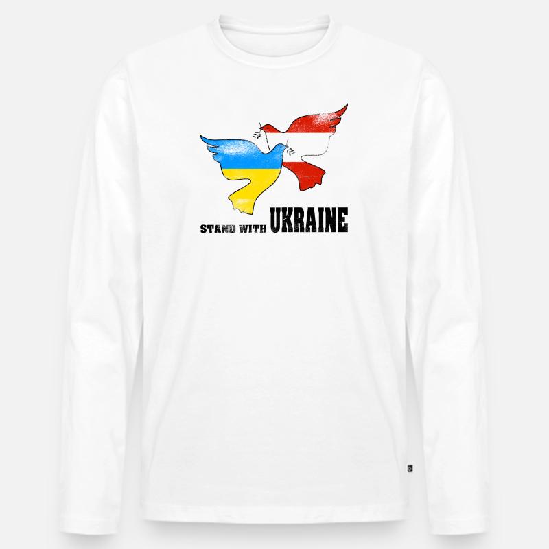 Ukraine - Männer Premium Bio Langarmshirt - Weiß