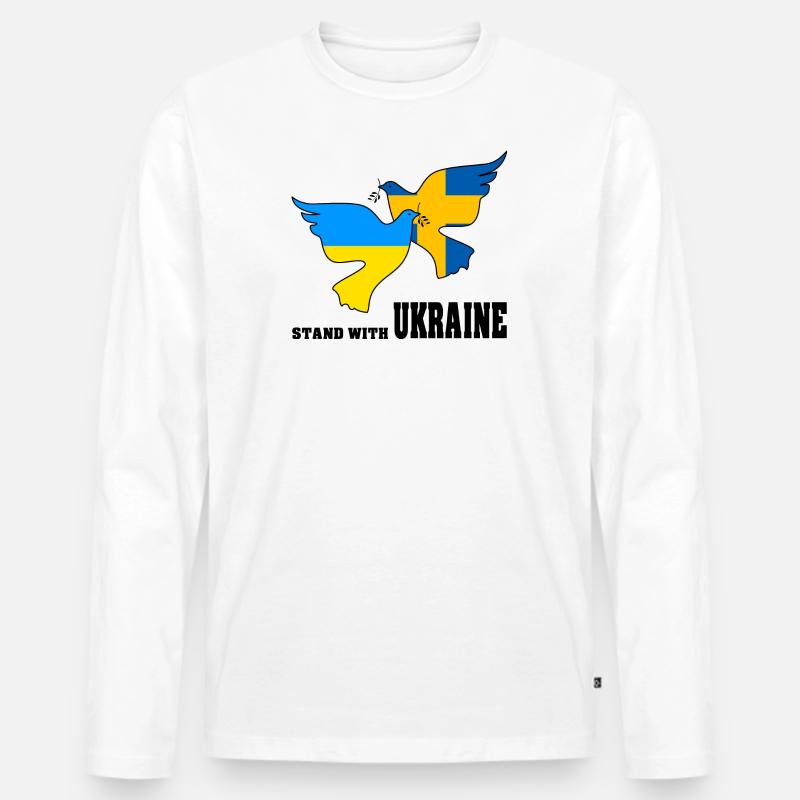 Ukraine - Männer Premium Bio Langarmshirt - Weiß