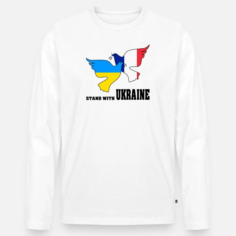 Ukraine - Männer Premium Bio Langarmshirt - Weiß