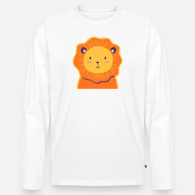 Löwe - Männer Premium Bio Langarmshirt - Weiß