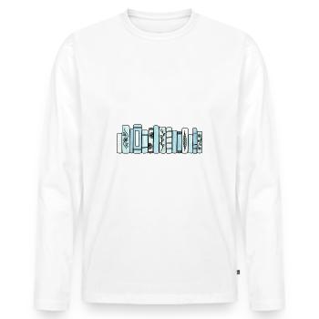 Livres bleu pastel - T-shirt manches longues Premium bio Homme - blanc - Devant - Nico (187cm)