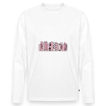 Livres Pastel Rose - T-shirt manches longues Premium bio Homme - blanc - Devant - Nico (187cm)