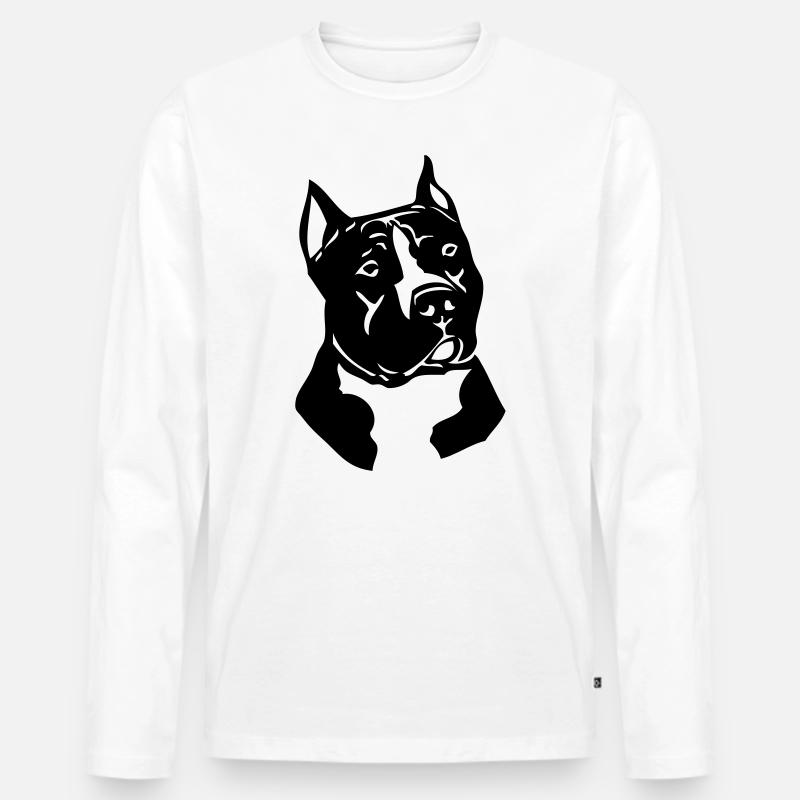 pitbull © - www.dog-power.nl - Männer Premium Bio Langarmshirt - Weiß